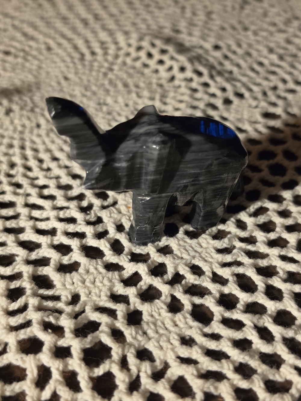 Hand-Carved Black Stone Elephant Figurine - Home Accents